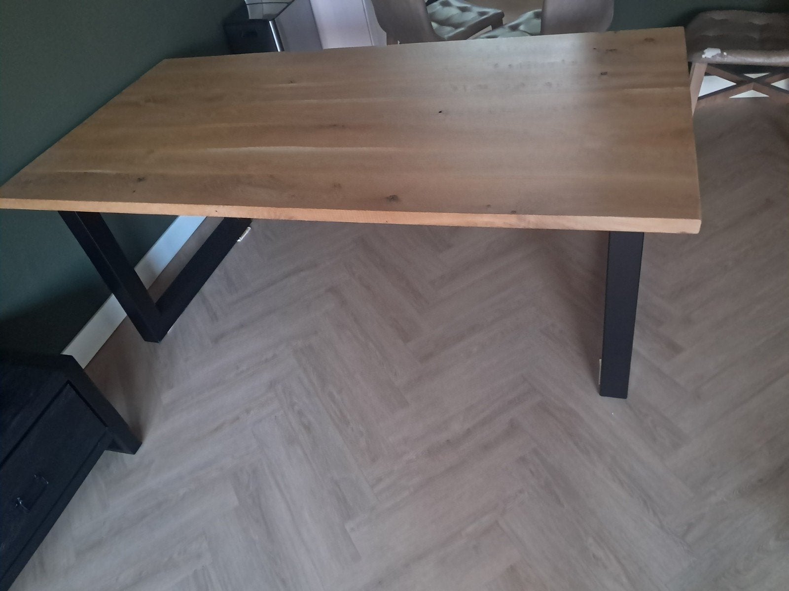 Massieve eiken eettafel., Huis en Inrichting, Tafels | Eettafels, Ophalen, Eikenhout, 200 cm of meer, 50 tot 100 cm
