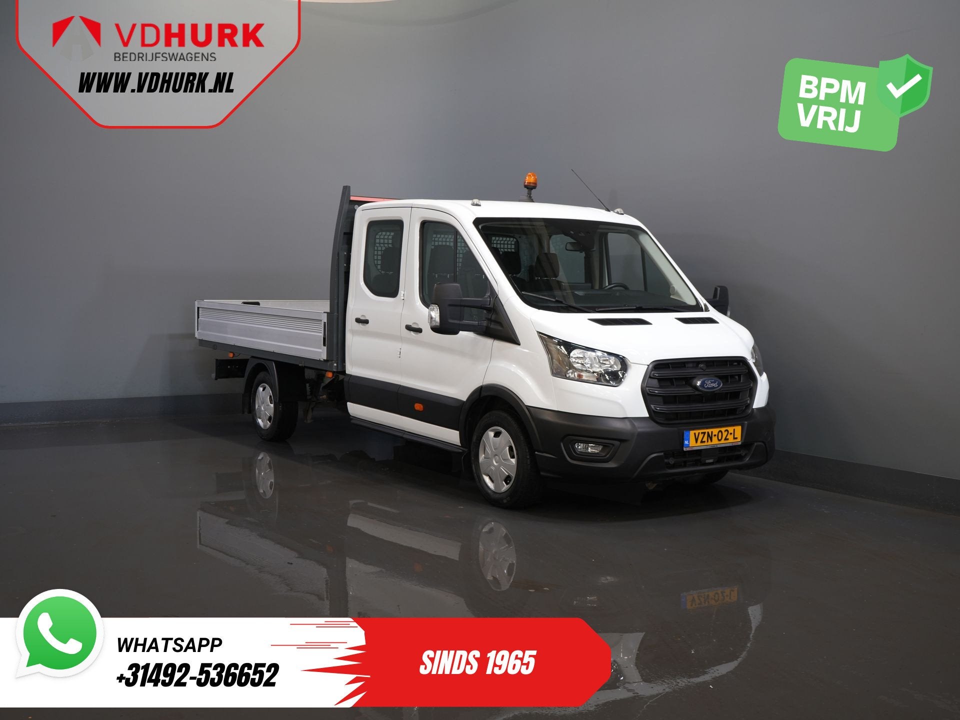 Ford Transit 2.0 TDCI 130 pk DC Dubbel Cabine Open Laadbak/, Euro 6, 4 cilinders, Wit, 11 km/l