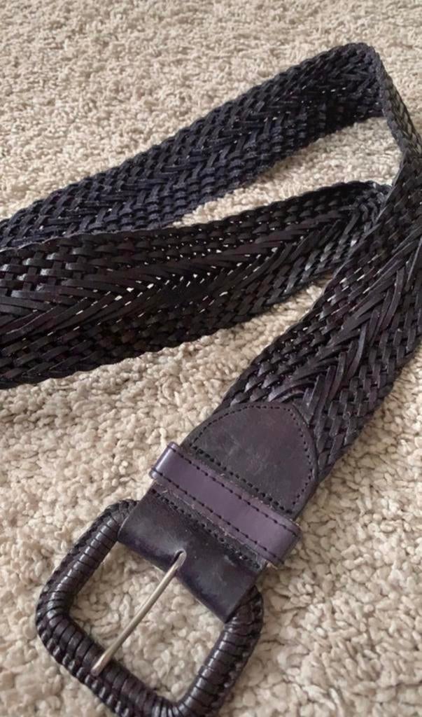 Gevlochten leren riem. Blauw, Overige kleuren, Echt leder, Ophalen of Verzenden, Zo goed als nieuw