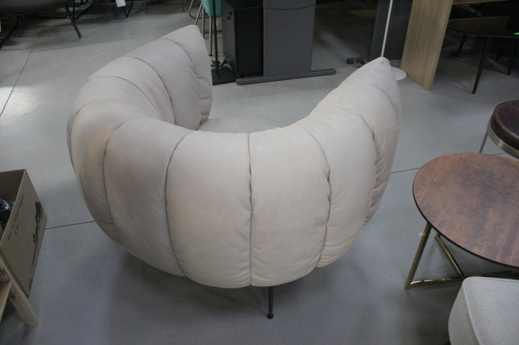 Prachtige luxe fauteuil PUFFER Jess Design leer Luxor Ivory, Huis en Inrichting, Ophalen, 75 tot 100 cm, Zo goed als nieuw, 100 tot 125 cm