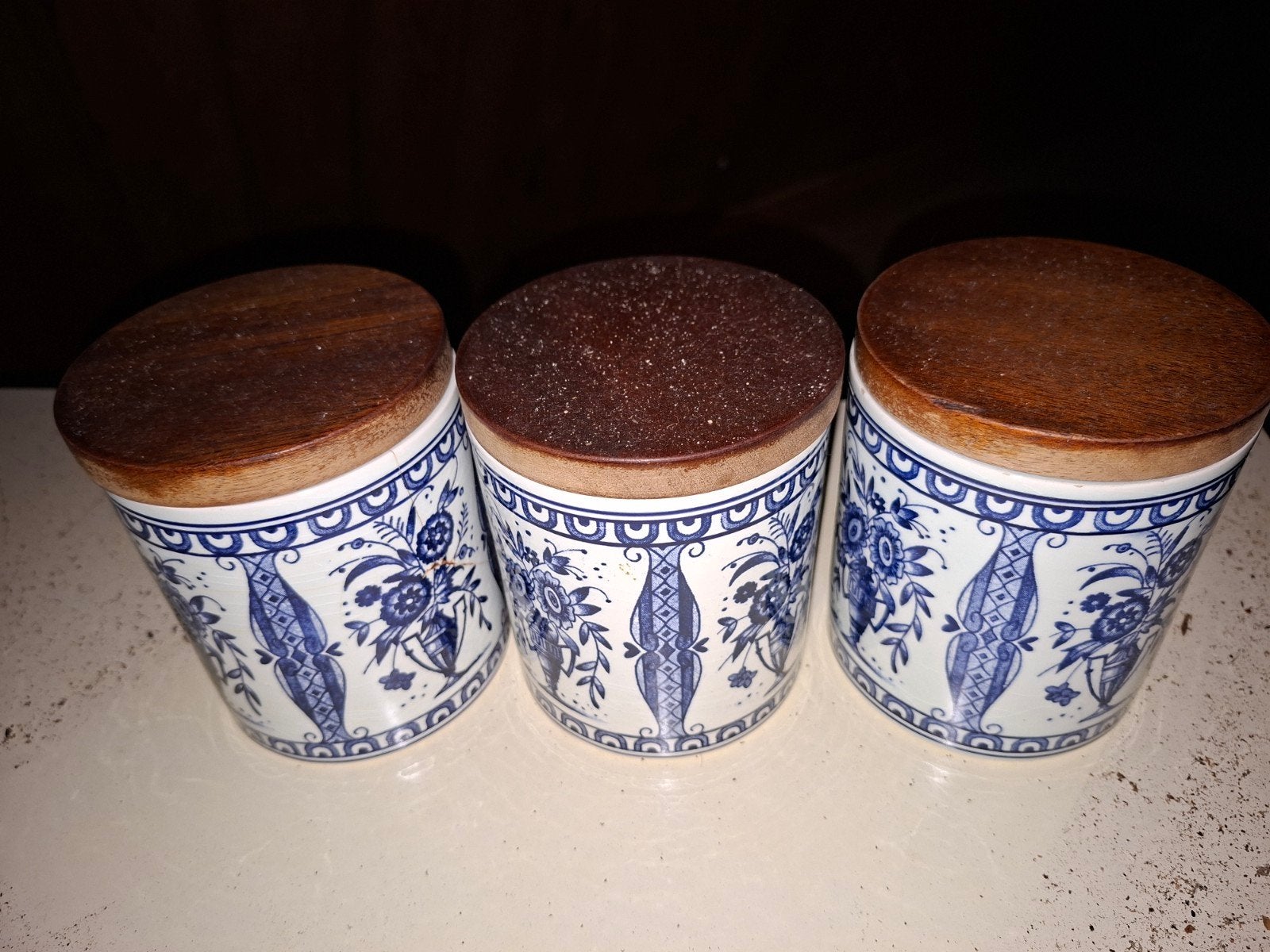 Delfts Blauw Voorraadpotten Set - Thee, Suiker, Koffie, Ophalen
