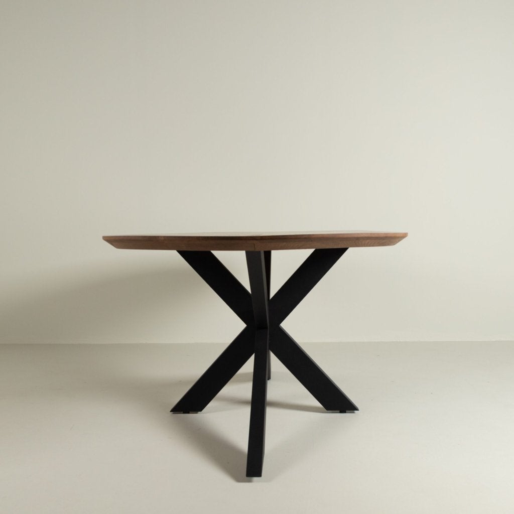 Design Eettafel Eikenhout (220 cm) - Spinpoot Zwart Metaal, Niet ingevuld, Nieuw, Niet ingevuld, Niet ingevuld