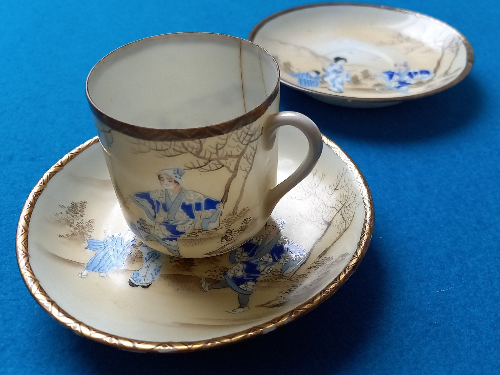 Antiek Japans porselein (1900-1925) theekopje, 2 schoteltjes, Antiek en Kunst, Antiek | Servies los, Ophalen of Verzenden