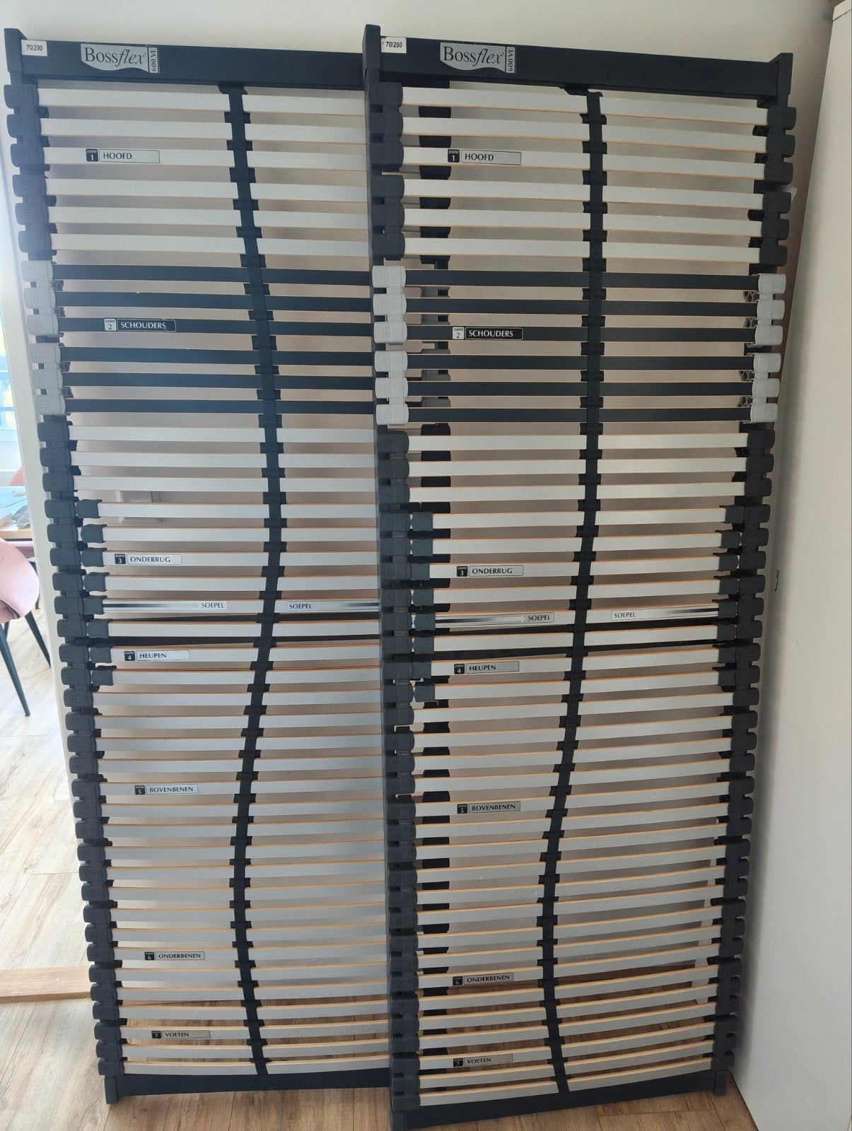 2x - Bossflex lattenbodem 600VL 70x200 cm - verstelbaar, Ophalen, Zo goed als nieuw, Bedbodem, 200 cm