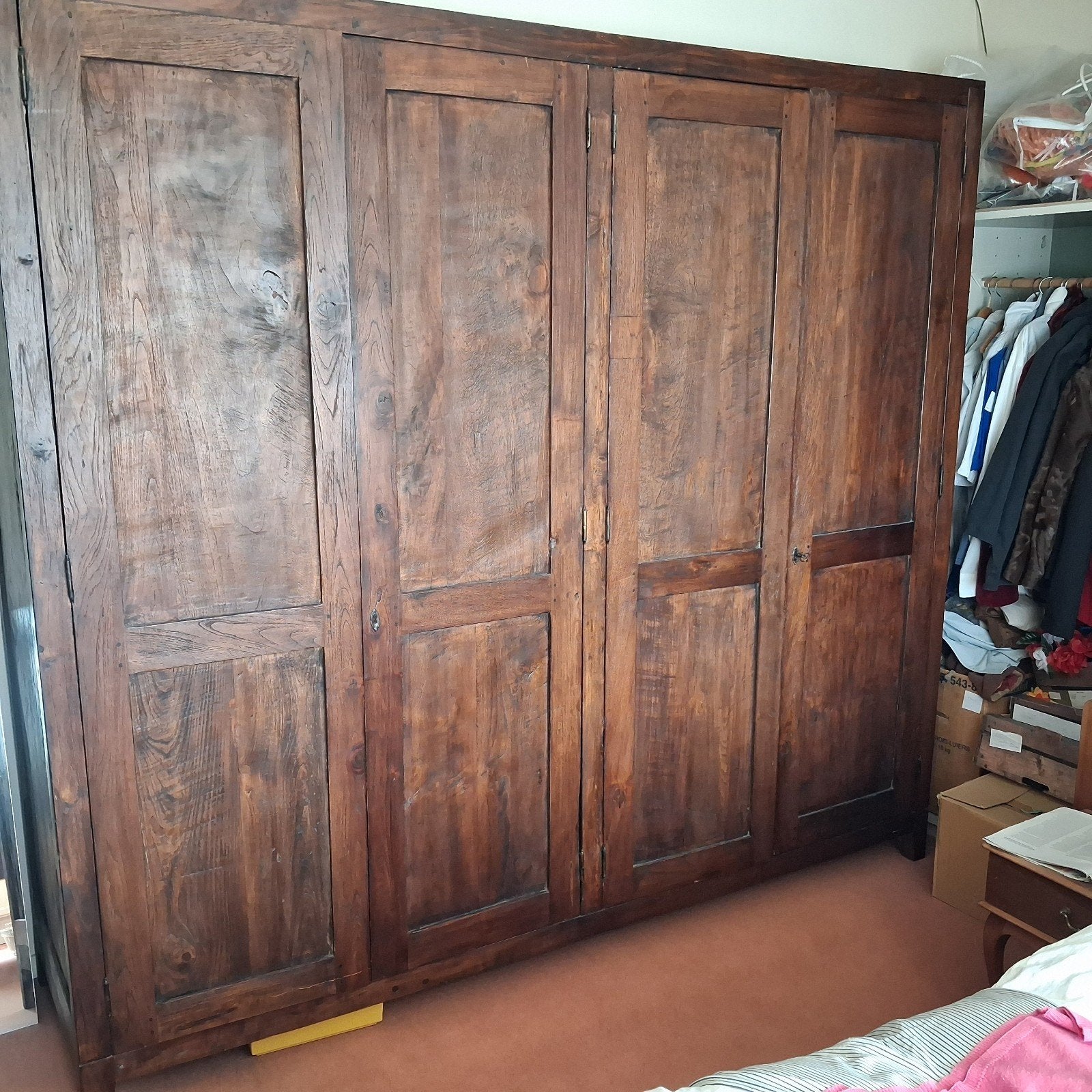 Grote Koloniale Kast met Hang- en Leggedeelte en Laden, Gebruikt, 200 cm of meer, Koloniaal, 200 cm of meer