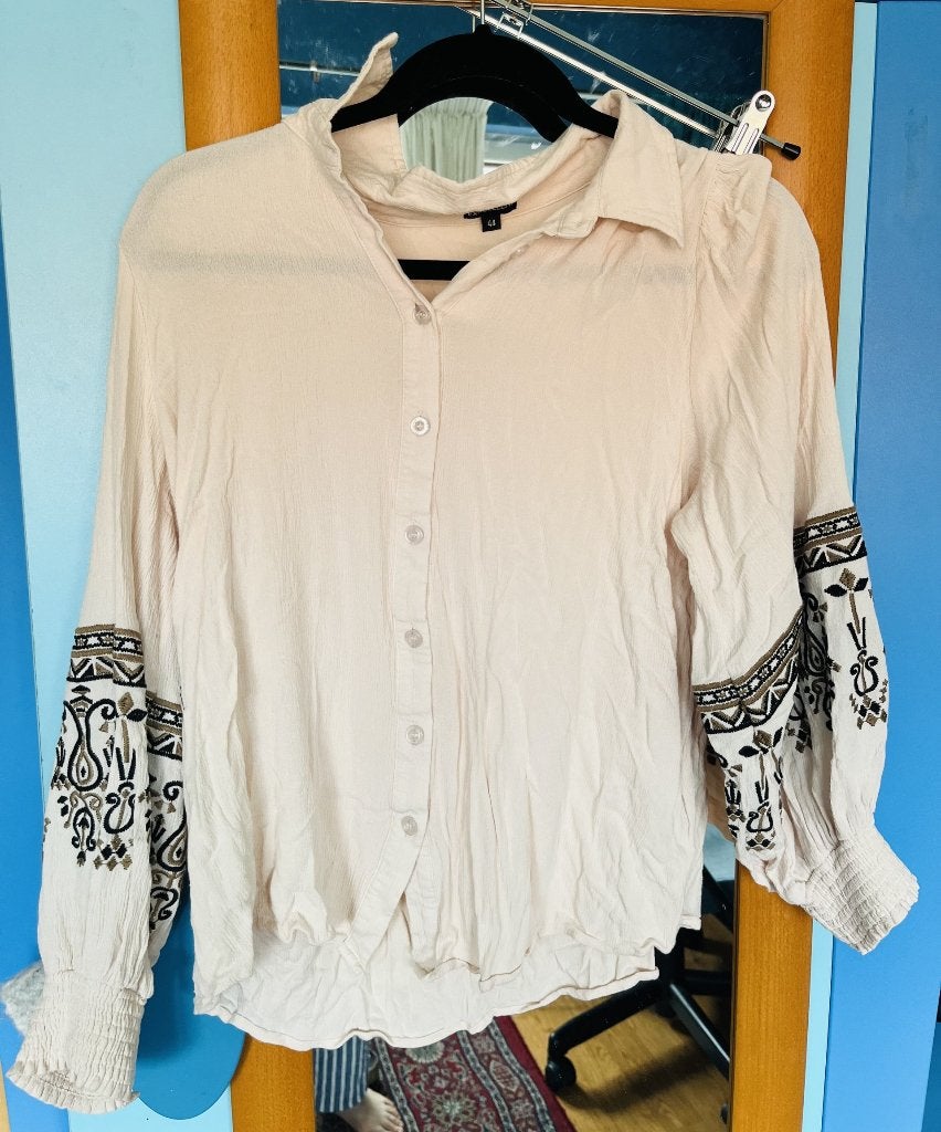mooi beige bloesje Excellent 42/44 zgan, Verzenden, Beige, Maat 42/44 (L), Excellent