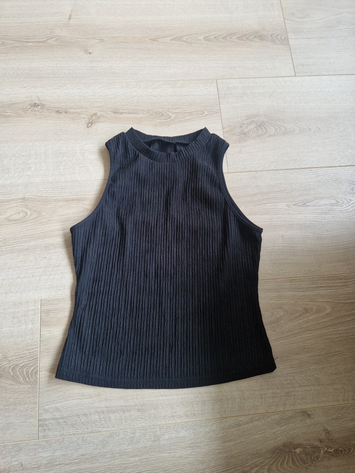 Zwarte geribbelde top zonder mouwen - Shein, Kleding | Dames, Tops, Maat 38/40 (M), Zwart, Ophalen of Verzenden, Zo goed als nieuw