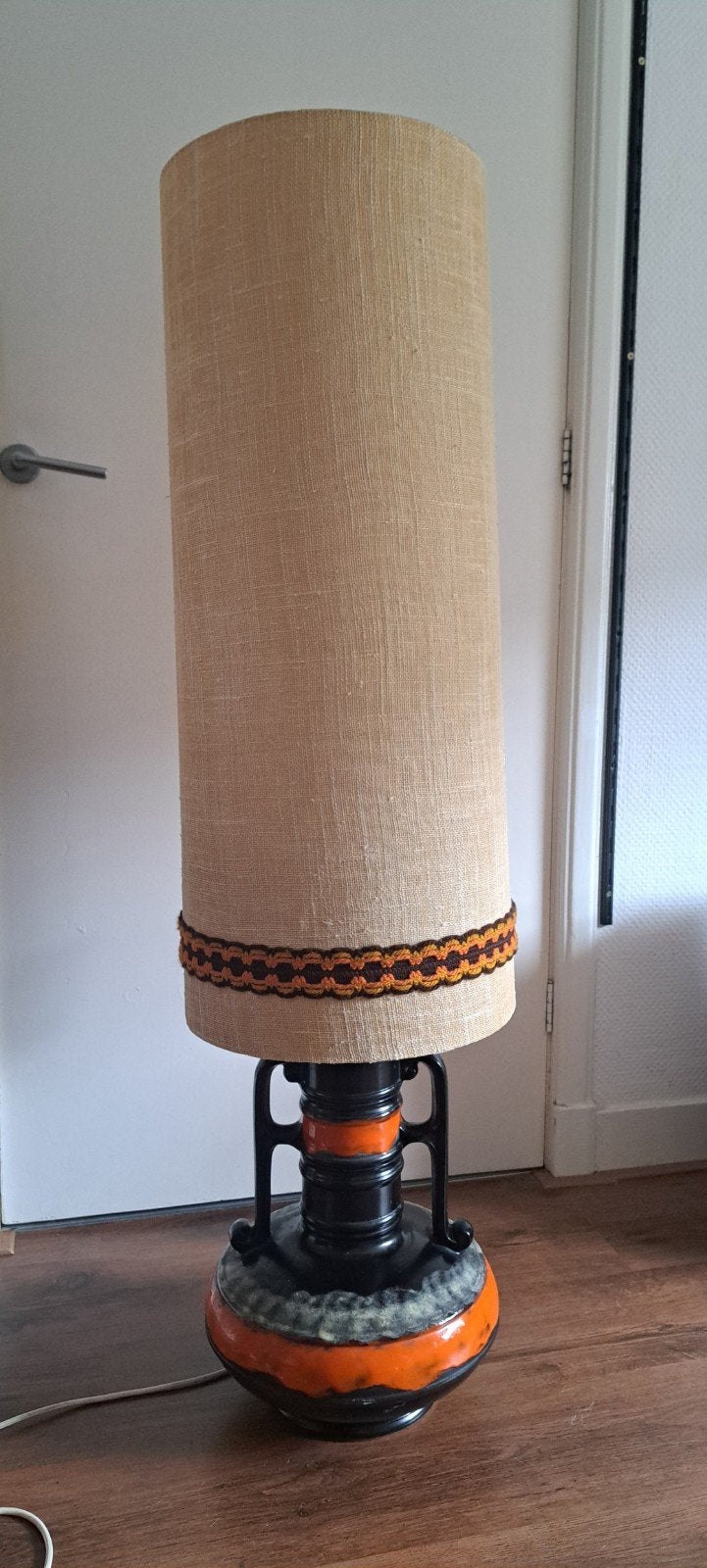 Vintage Retro Vloerlamp - Jaren '70 Stijl, Huis en Inrichting, Lampen | Vloerlampen, Ophalen, Gebruikt, Textiel, 100 tot 150 cm