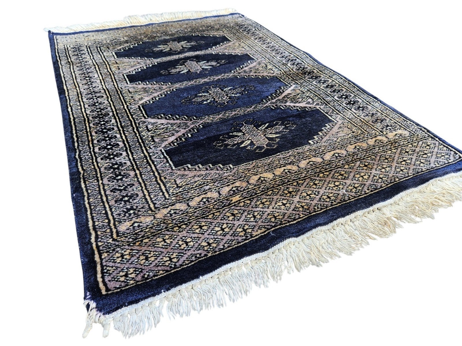 Prachtig handgeknoopt Oosters tapijt, Huis en Inrichting, Gebruikt, 50 tot 100 cm, Blauw, Rechthoekig