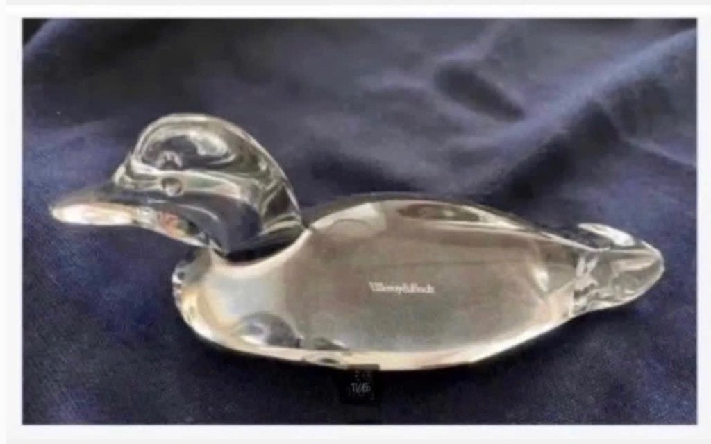 Jaren ‘70 Kristallen eend, Villeroy & Boch, 15 x 6 x 5 cm, Verzamelen, Kristal, Overige typen, Ophalen of Verzenden, Zo goed als nieuw