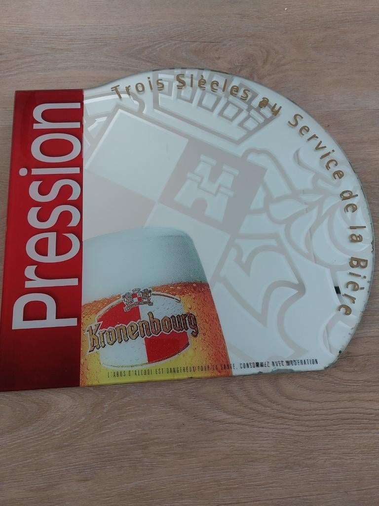 Mooie Kronenbourg bierspiegel - Mancave/Kroeg decoratie, Ophalen, Gebruikt, Reclamebord, Plaat of Schild, Overige merken