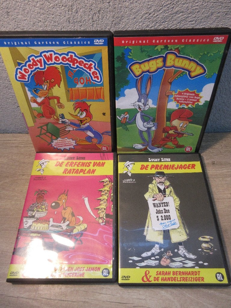 Kinder dvd Lucky Luke Woody Woodpecker Bugs Bunnie, Alle leeftijden, Ophalen of Verzenden, Gebruikt