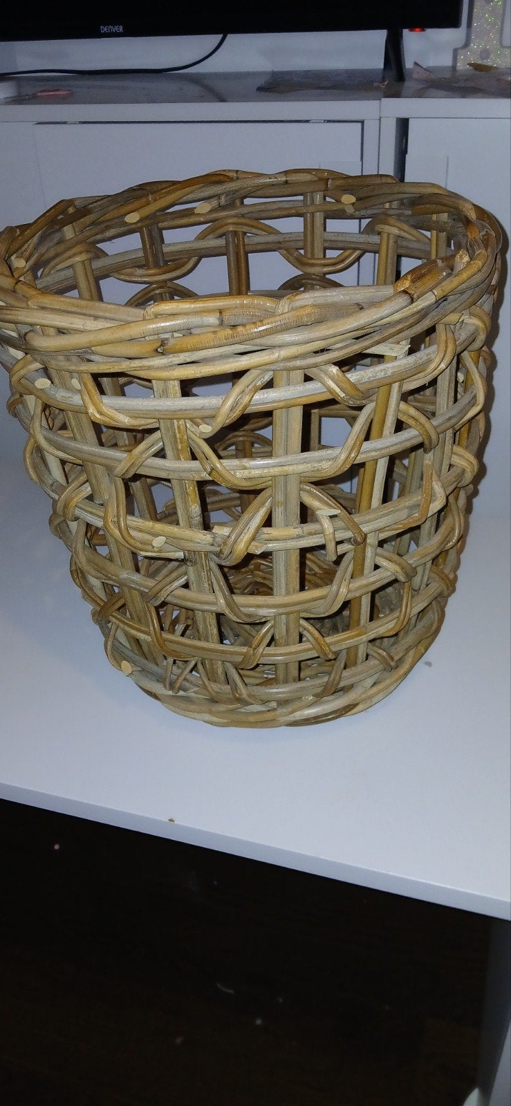 Gevlochten rieten mand - 40x40x30 cm, Gebruikt, Gevlochten, Mand, Rond