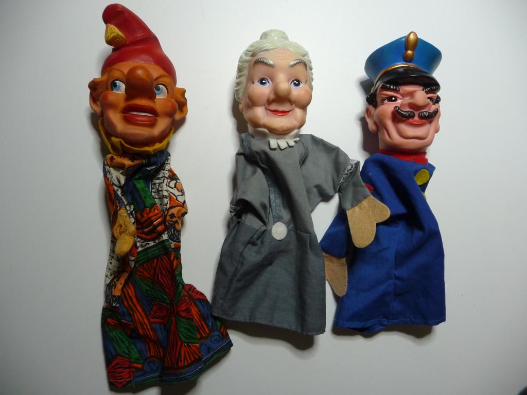 3 oude POPPENKASTPOPPEN, JAN KLAASSEN, KATRIJN, VELDWACHTER, Antiek en Kunst, Ophalen of Verzenden