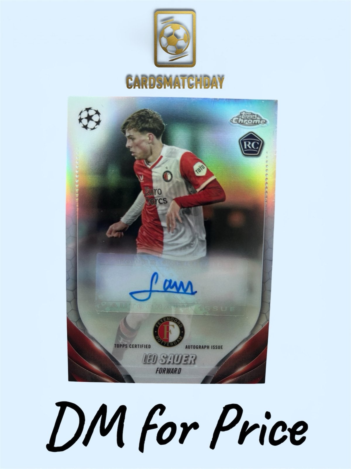 Leo Sauer Autograph Kaart - Topps Chrome UEFA 2023/24, Verzamelen, Sportartikelen en Voetbal, Ophalen of Verzenden, Zo goed als nieuw