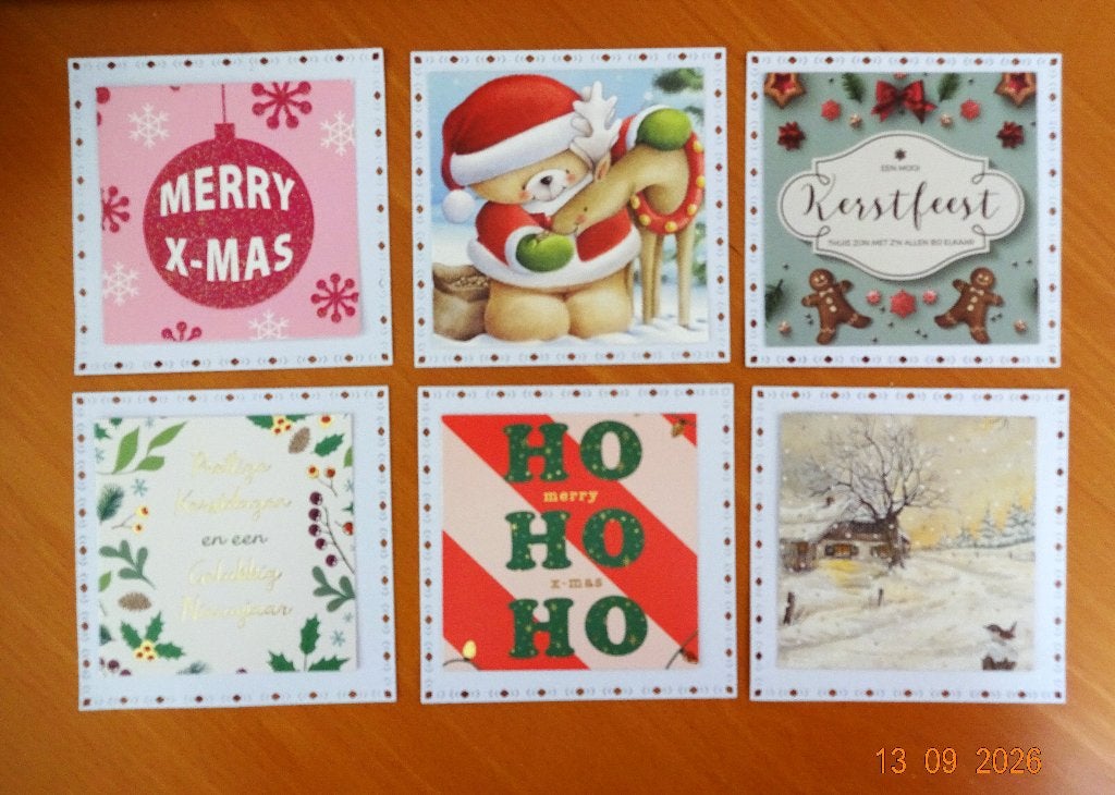 6 oplegkaartjes met plaatje snijmal samen € 2,00 Kerst, Hobby en Vrije tijd, Ophalen of Verzenden, Nieuw, Kerst, Pons of Mal