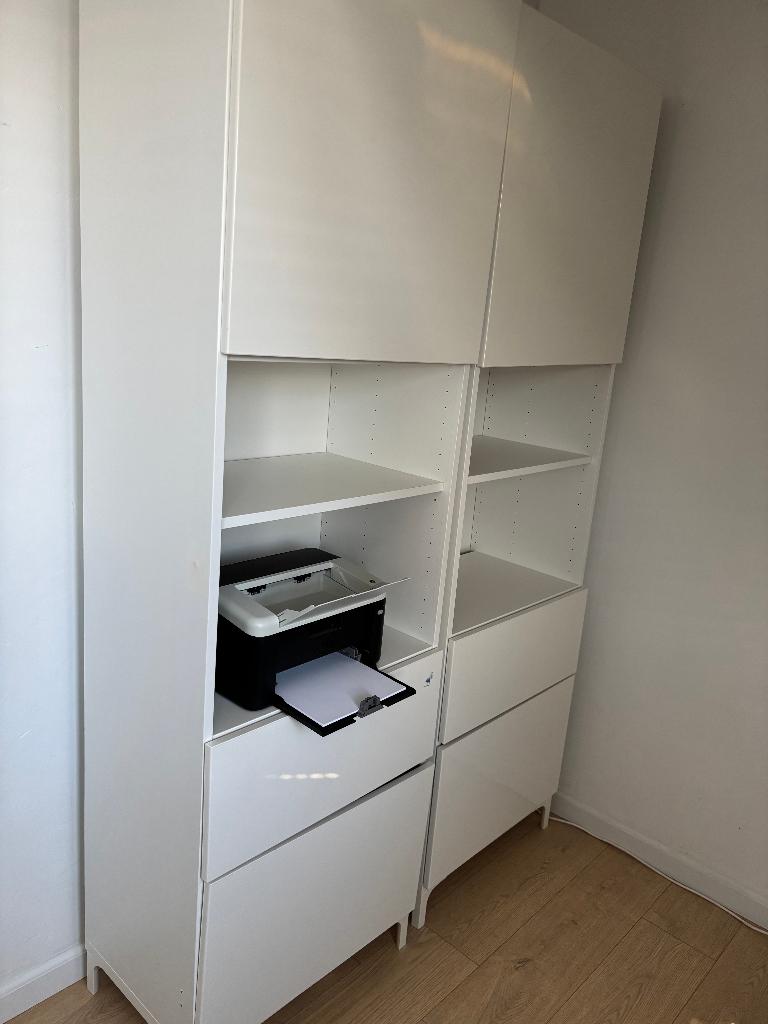 Twee hoge Ikea Besta kasten, Ophalen, Gebruikt, 200 cm of meer, 50 tot 100 cm