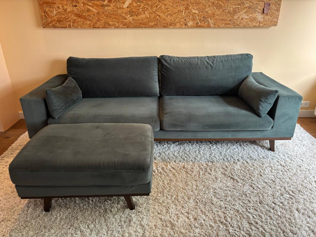 Comfortabele 3-zits Torino bank met poef - Zo goed als nieuw, Ophalen, Gebruikt, Driepersoons, 75 tot 100 cm
