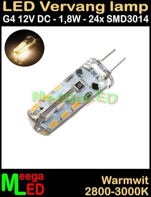 LED G4 LEDspot LEDlamp rond 24 SMD3014 - 12Vdc - 1,8 Watt, Led-lamp, Minder dan 30 watt, Nieuw, Bipin of Steekvoet