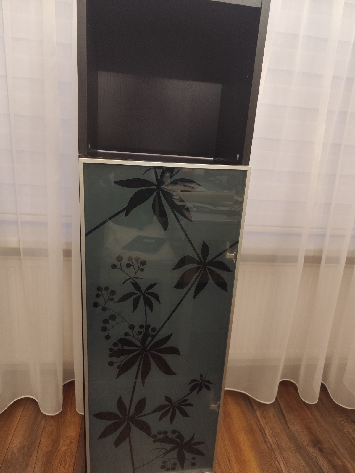 Ikea Billy boekenkast zwart met bovendeel en vitrinedeur, Ophalen, Minder dan 50 cm, 100 tot 150 cm, 25 tot 50 cm