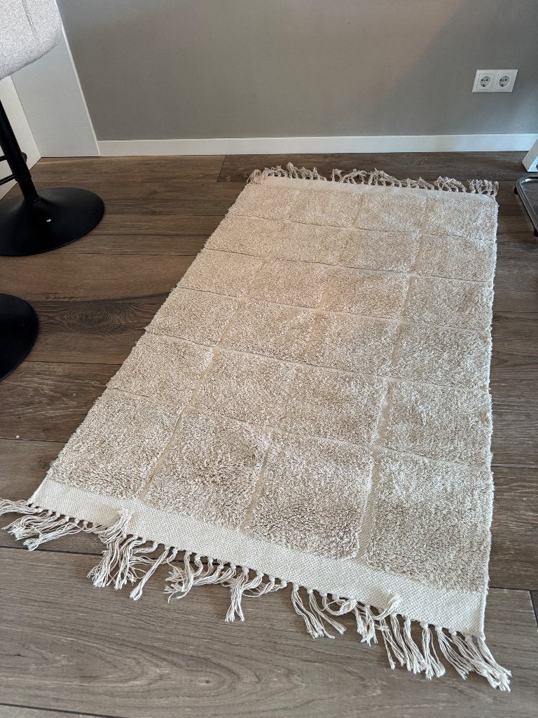 Vloerkleed 150x90cm zand/beige Nalin, 100 tot 150 cm, Beige, Zo goed als nieuw, Modern