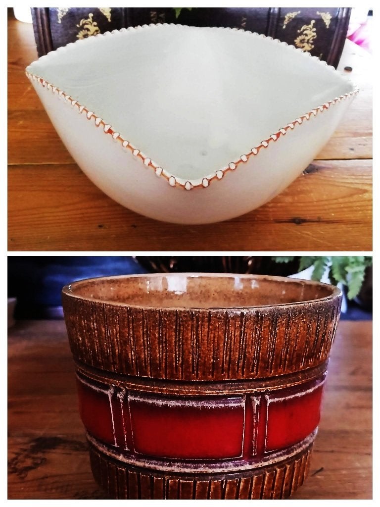 Vintage retro bloempot cactus wit terracotta, Ophalen of Verzenden