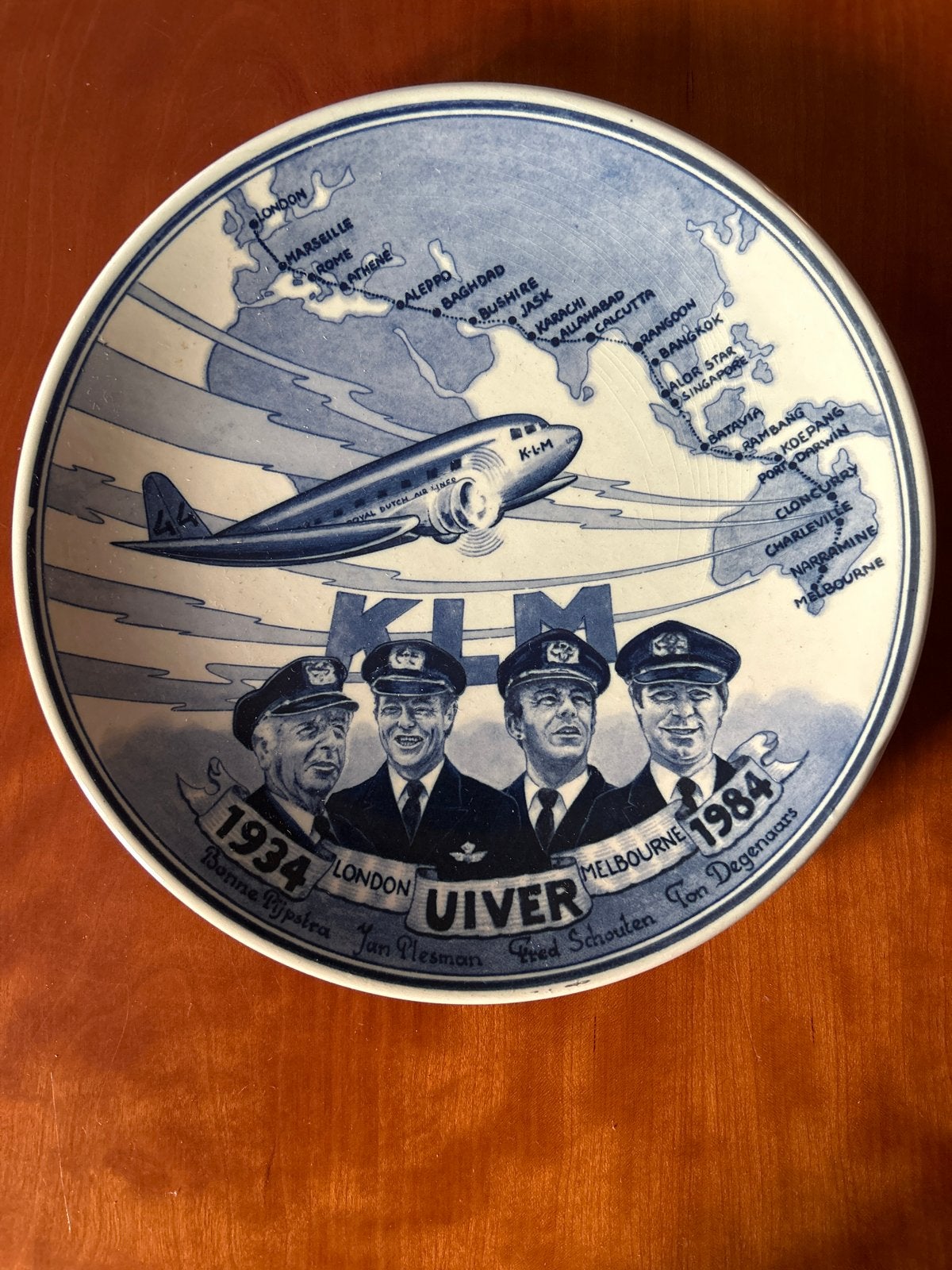 KLM Herdenkingsbord 1934-1984 - London-Melbourne Uiver, Ophalen of Verzenden