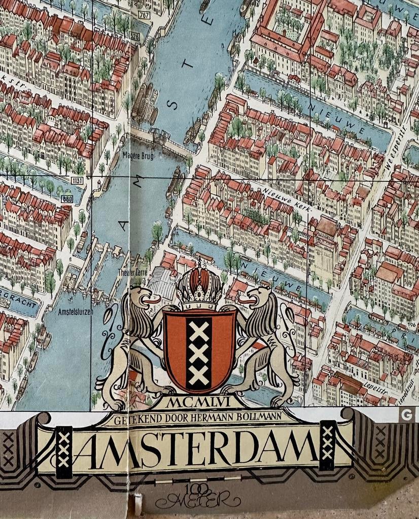 Antieke kaart van Amsterdam - Gedetailleerd stadsplan, Ophalen of Verzenden