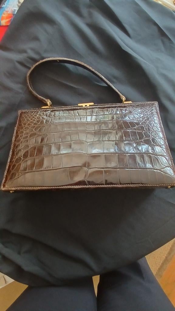 Krokodillen leren tas, Sieraden, Tassen en Uiterlijk, Tassen | Damestassen, Ophalen of Verzenden, Bruin