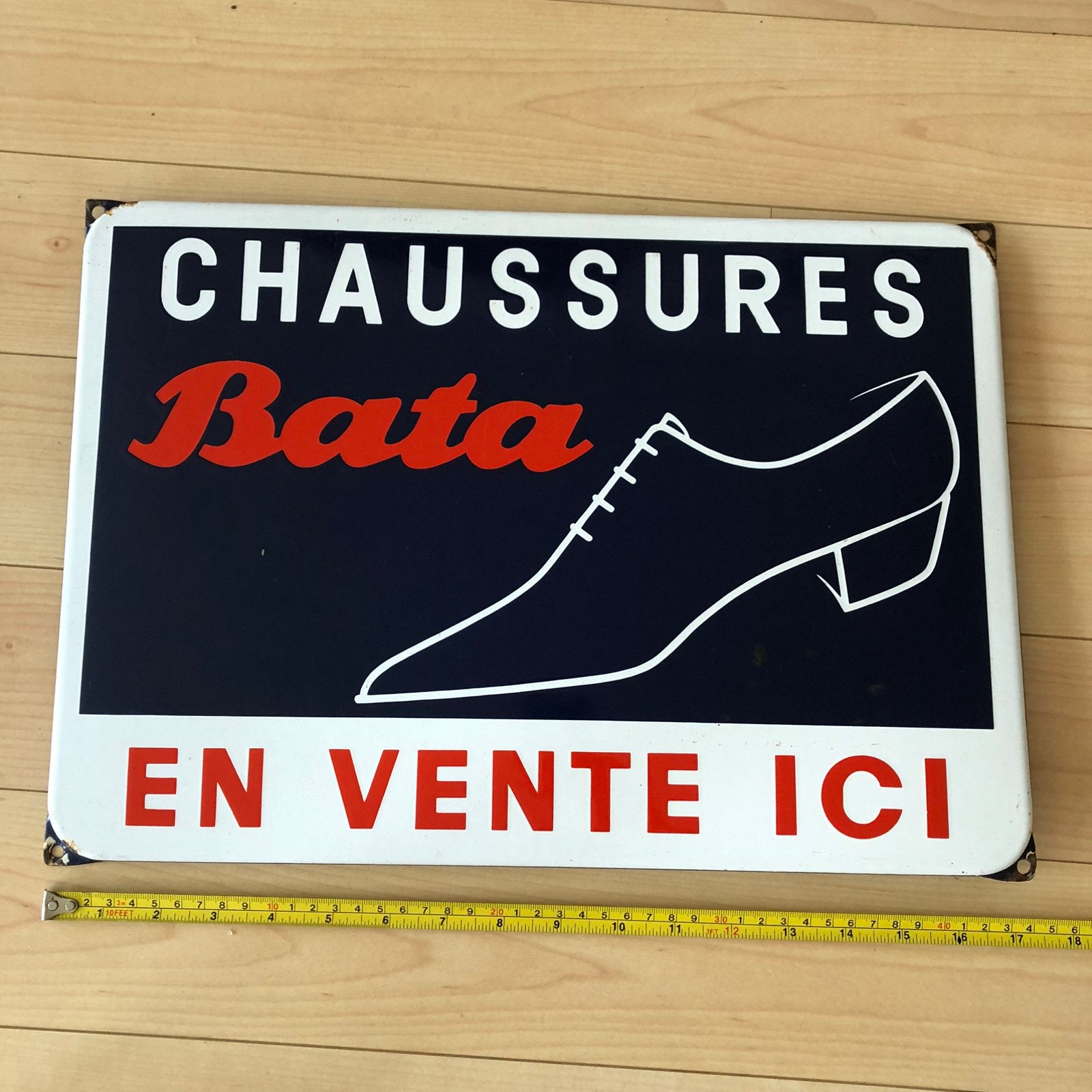 Oud emaille bord Bata, Antiek en Kunst, Antiek | Emaille, Ophalen