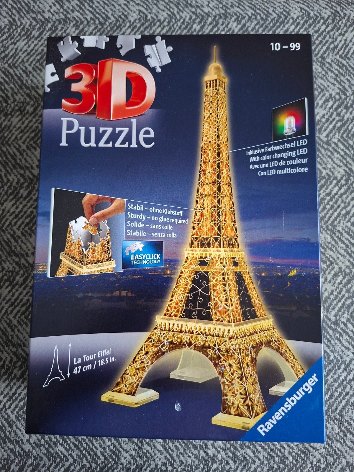 Ravensburger 3D Puzzle Eiffeltoren met LED-verlichting, Ophalen of Verzenden, Zo goed als nieuw, Ravensburger