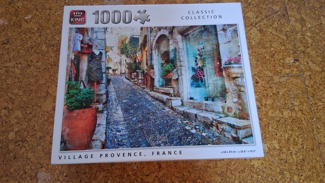 King Legpuzzel 1000 stukjes - Village Provence, France, Ophalen of Verzenden, 500 t/m 1500 stukjes, Gebruikt, Legpuzzel