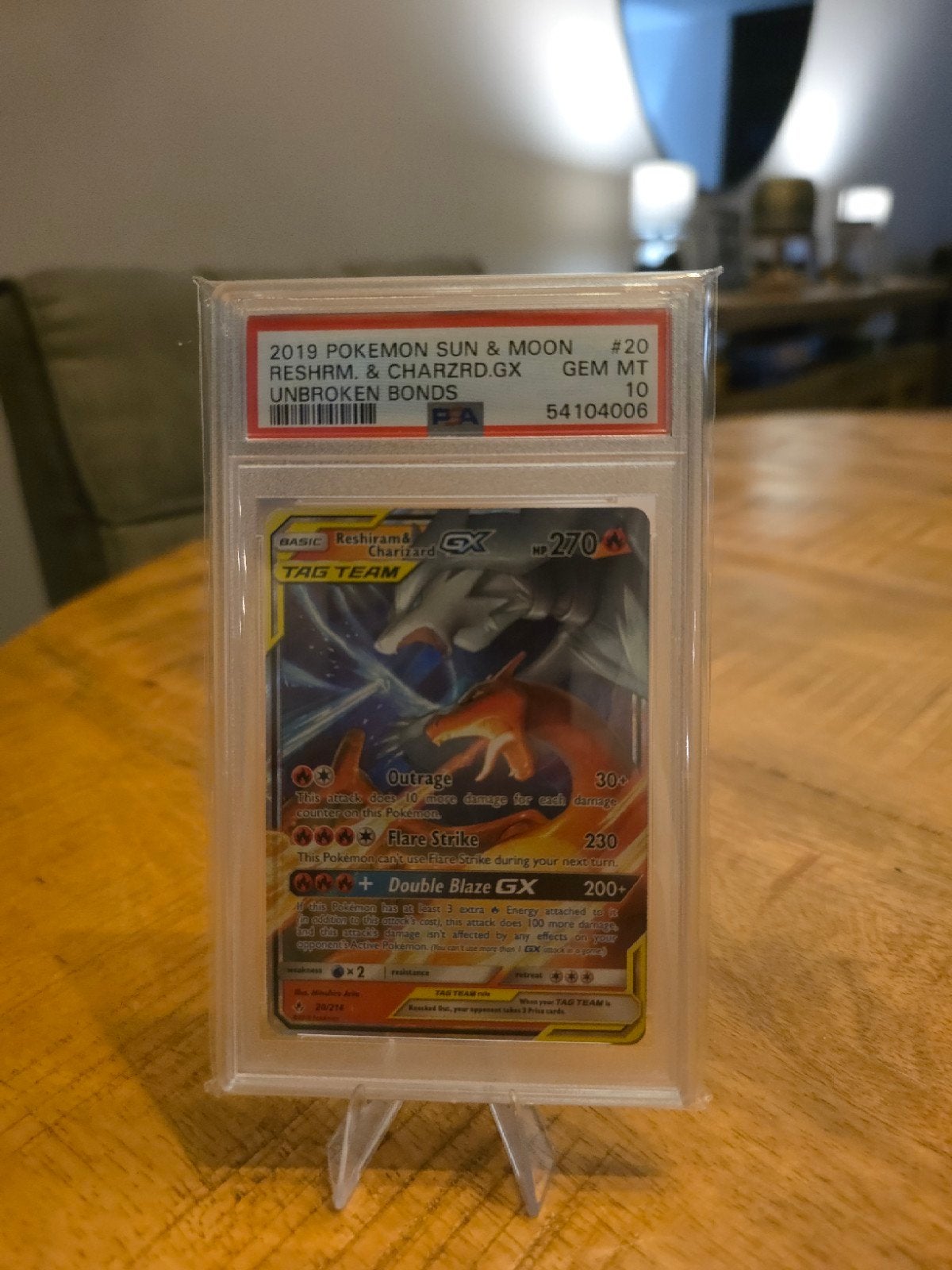 Reshiram & Charizard GX #20/214 PSA 10 Gem Mint, Ophalen of Verzenden, Zo goed als nieuw, Losse kaart