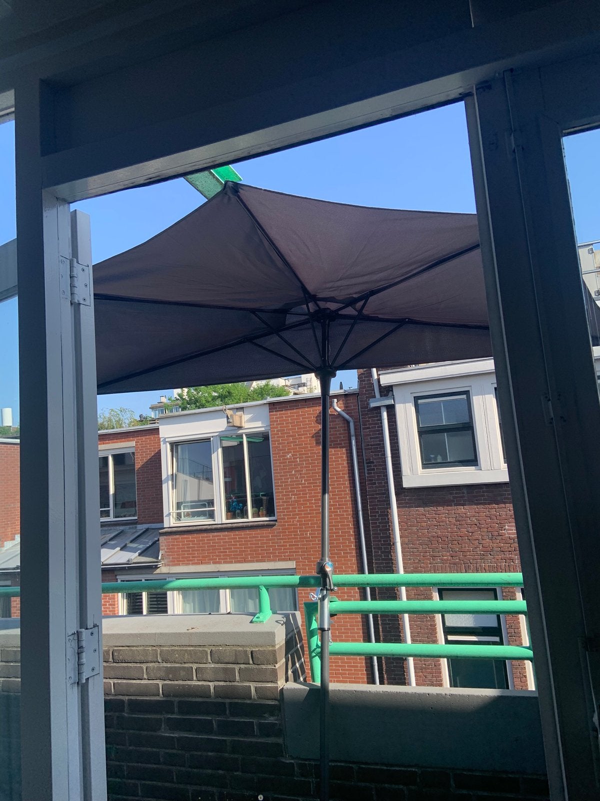 Balkon parasol antracietgrijs, Tuin en Terras, Parasols, Ophalen, Zo goed als nieuw, 1 tot 2 meter, Kantelbaar