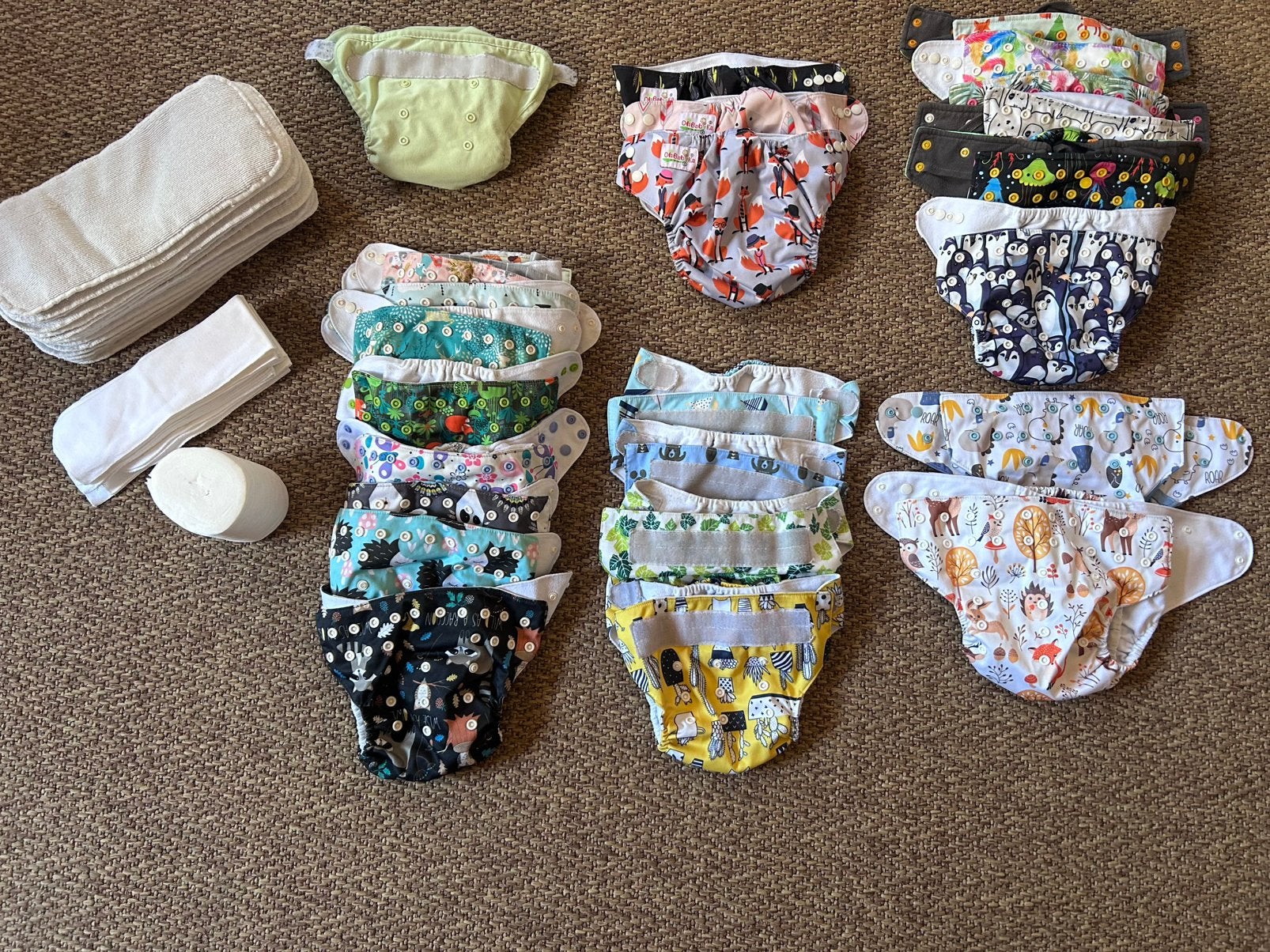 Uitgebreid pakket wasbare luiers (26 stuks) + inleggers (37, Ophalen of Verzenden, Gebruikt