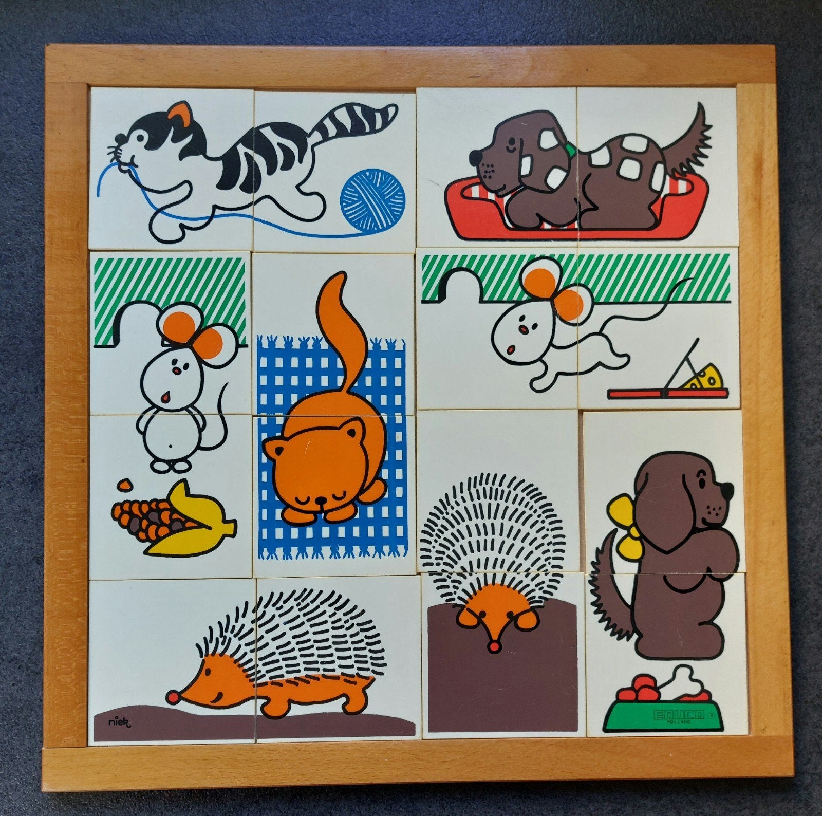 Educo inlegbord met puzzel dieren ( 34 x 34 cm), Ophalen of Verzenden