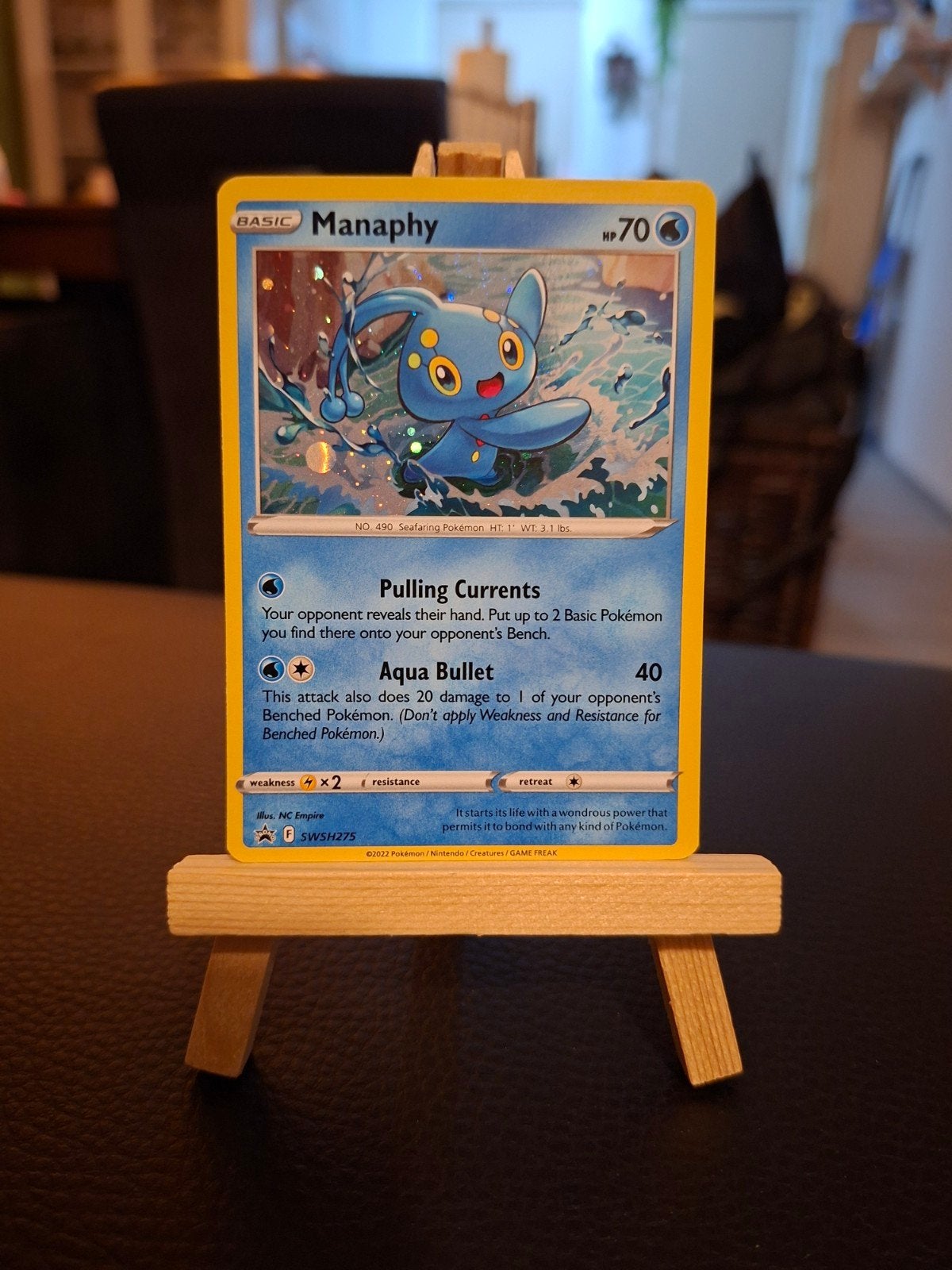 Manaphy Pokémon kaart SWSH275 (Foil), Ophalen of Verzenden, Zo goed als nieuw, Losse kaart, Foil