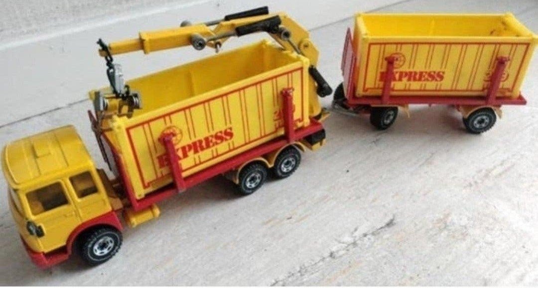 SIKU MAN CONTAINERWAGEN MET AANHANGER EN KRAAN, Ophalen of Verzenden, Gebruikt, Bus of Vrachtwagen, SIKU