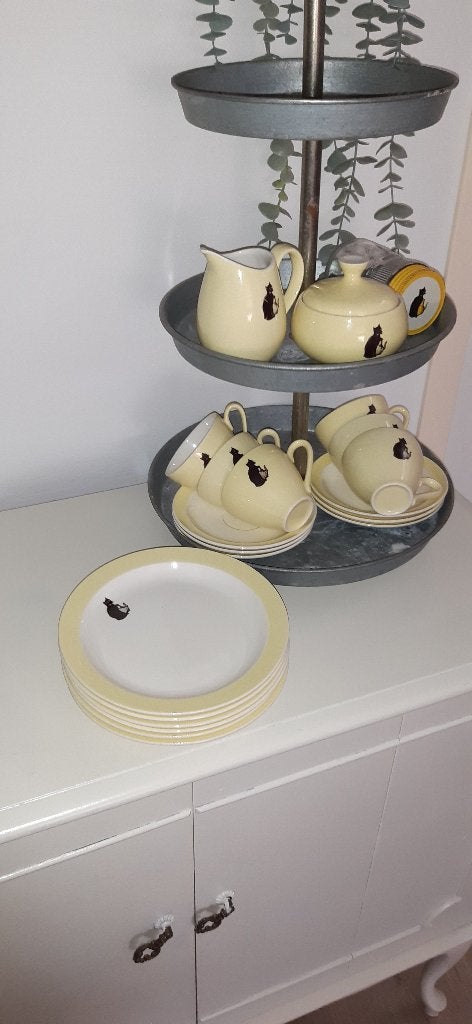Petrus Regout pastel servies Zwarte Kat, Antiek en Kunst, Ophalen of Verzenden