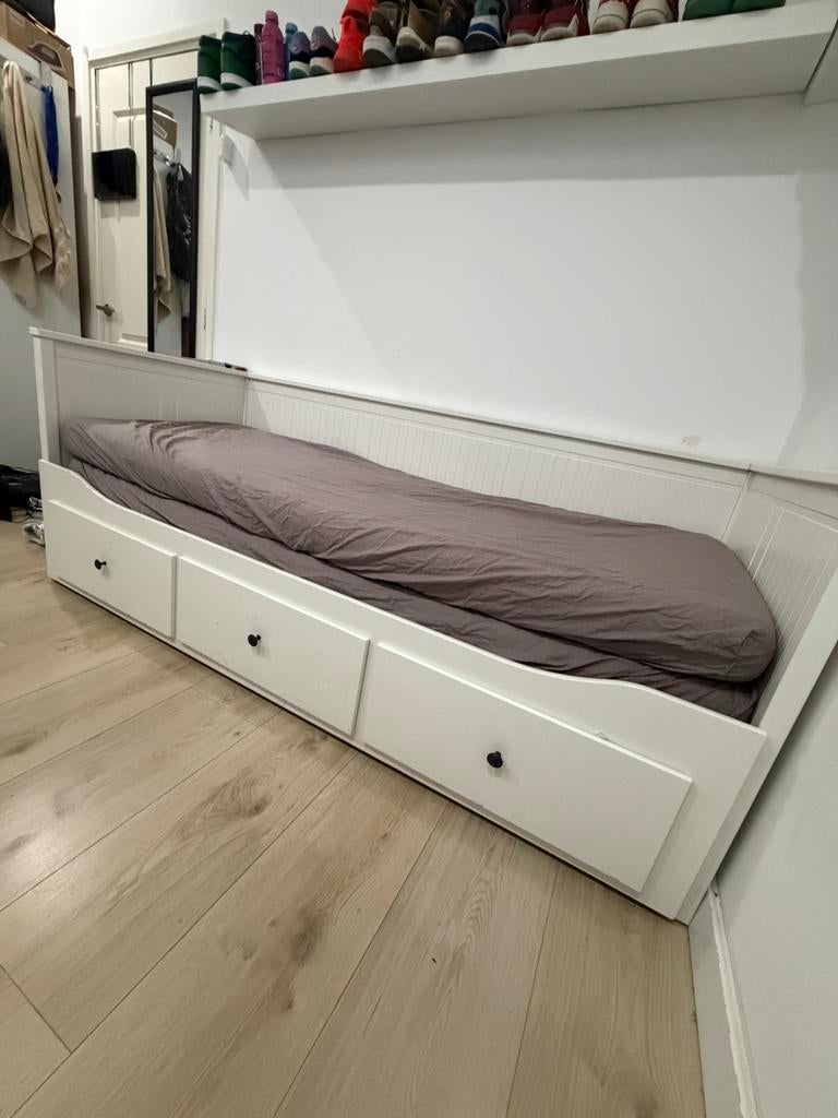Ikea HEMNES bed, white, 80x200 cm (three drawers), Ophalen, Wit, Tweepersoons, 80 cm