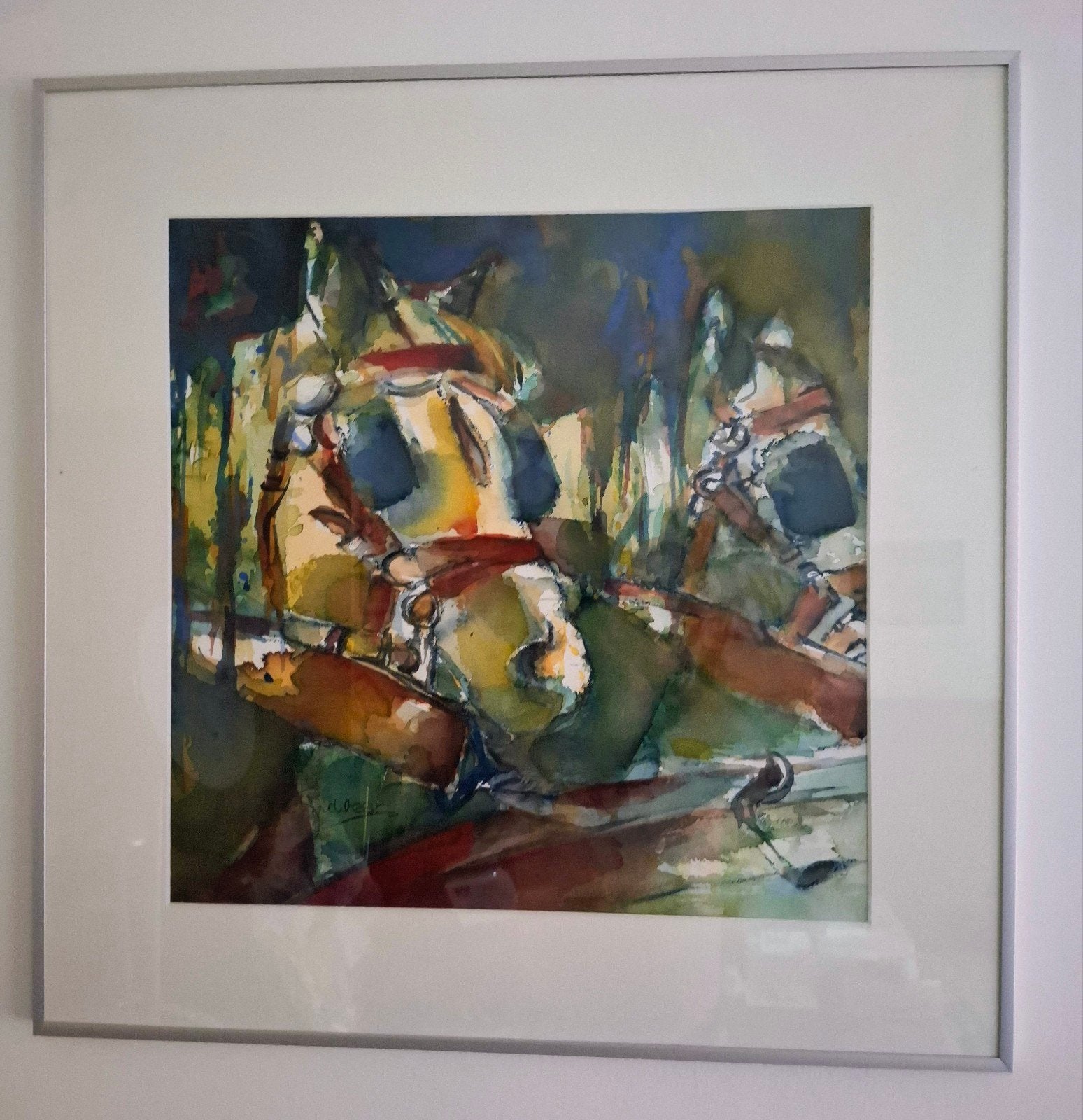Kleurrijk aquarel van Ceciel Krikhaar, Hengelo, Ophalen, Achter glas, Aquarel, Dieren