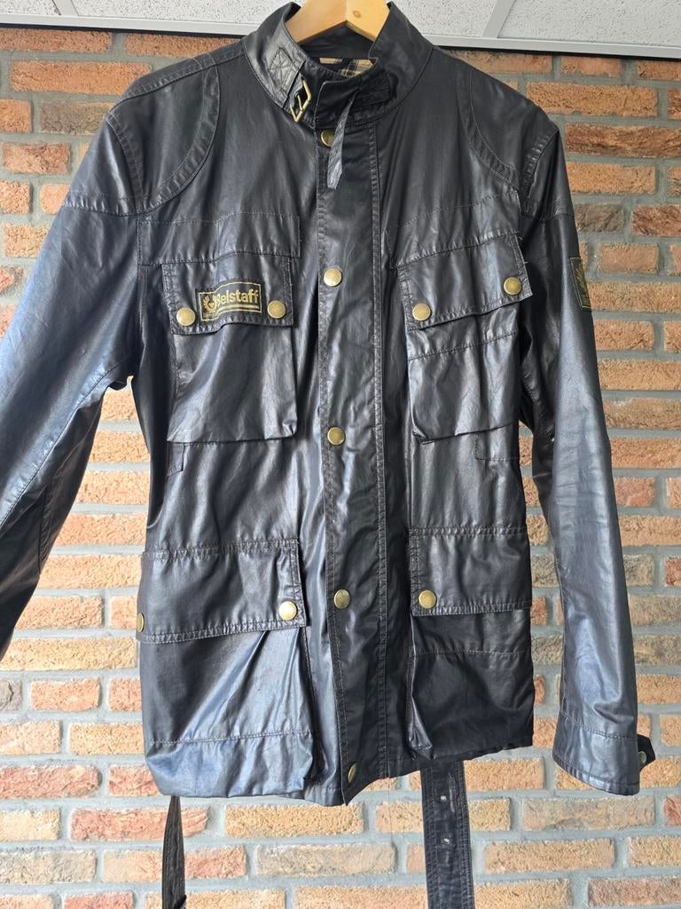Belstaff Black Prince Lichtgewicht Katoen/PU Jas Maat M, Kleding | Heren, Maat 48/50 (M), Zwart, Ophalen of Verzenden, Zo goed als nieuw