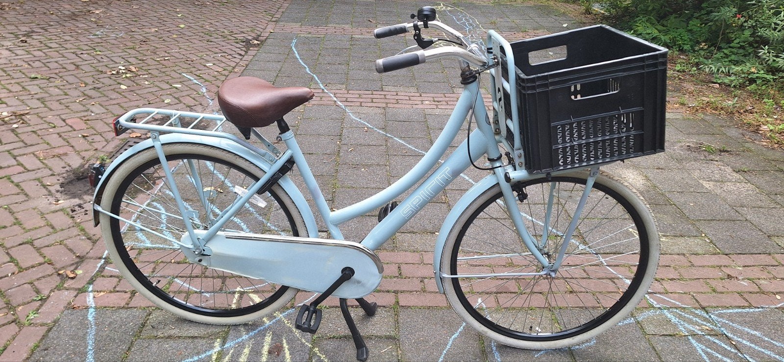 Spirit meisjesfiets 28 inch met voordrager en krat, Terugtraprem, Gebruikt, Handrem, Spirit
