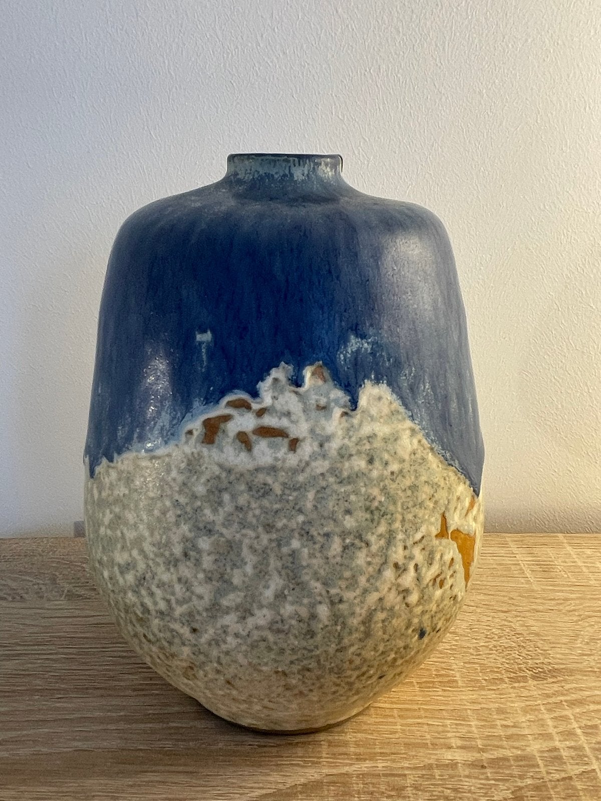 Unieke gesigneerde Paul Ednyer vaas, (Japandi) blauw/groen, Antiek en Kunst, Ophalen of Verzenden