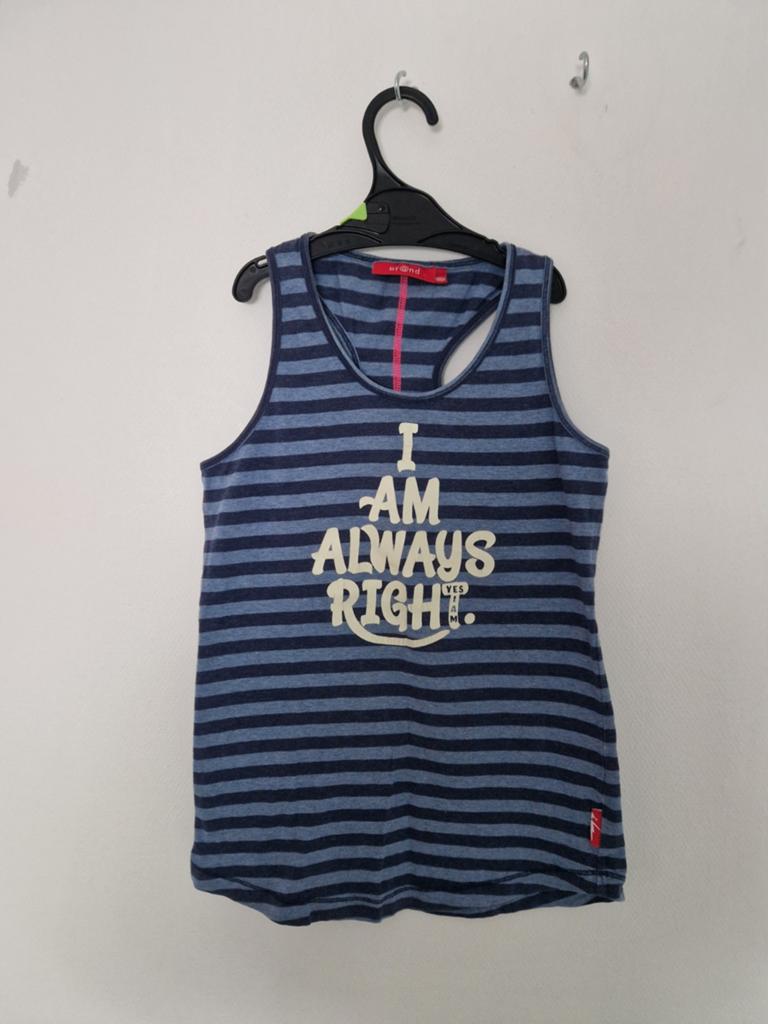 Br@nd gestreept mouwloos shirt "I AM ALWAYS RIGHT", Kinderen en Baby's, Kinderkleding | Maat 158, Br@nd, Meisje, Ophalen of Verzenden