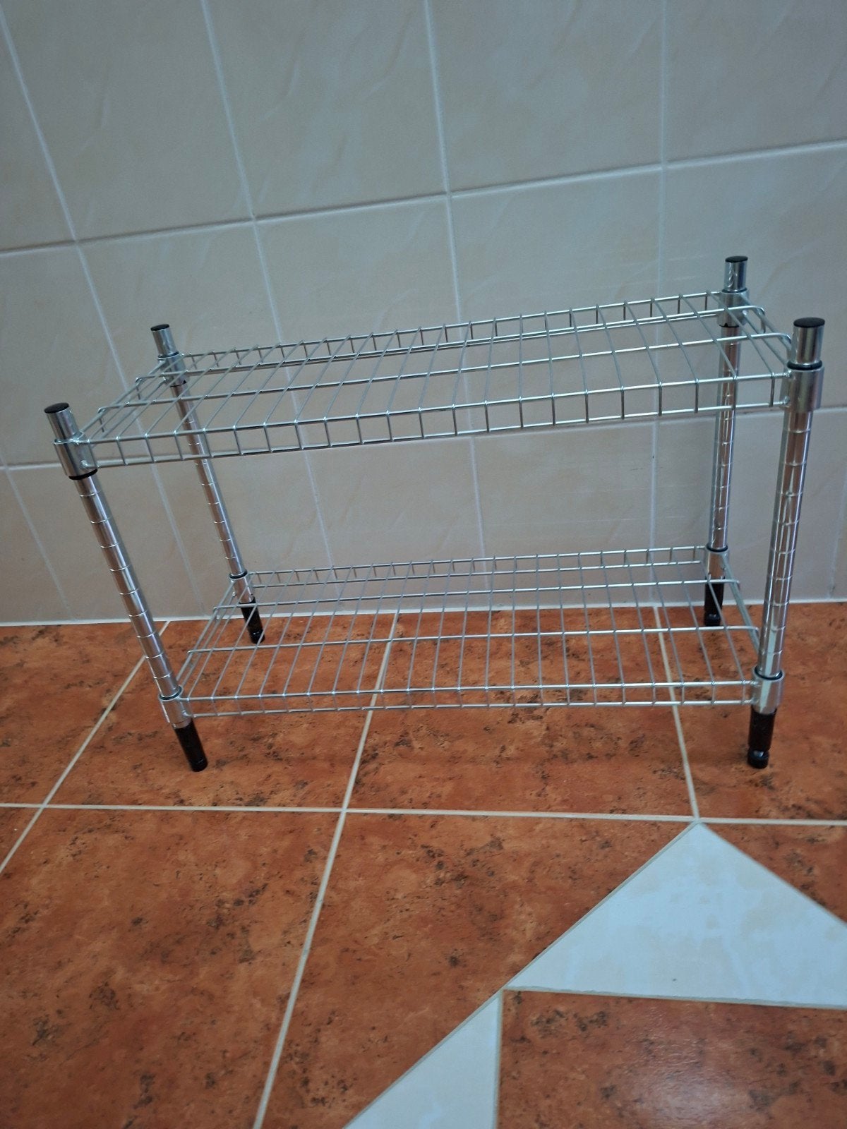 Verchroomd metalen rek met 2 planken, Ophalen of Verzenden, Gebruikt