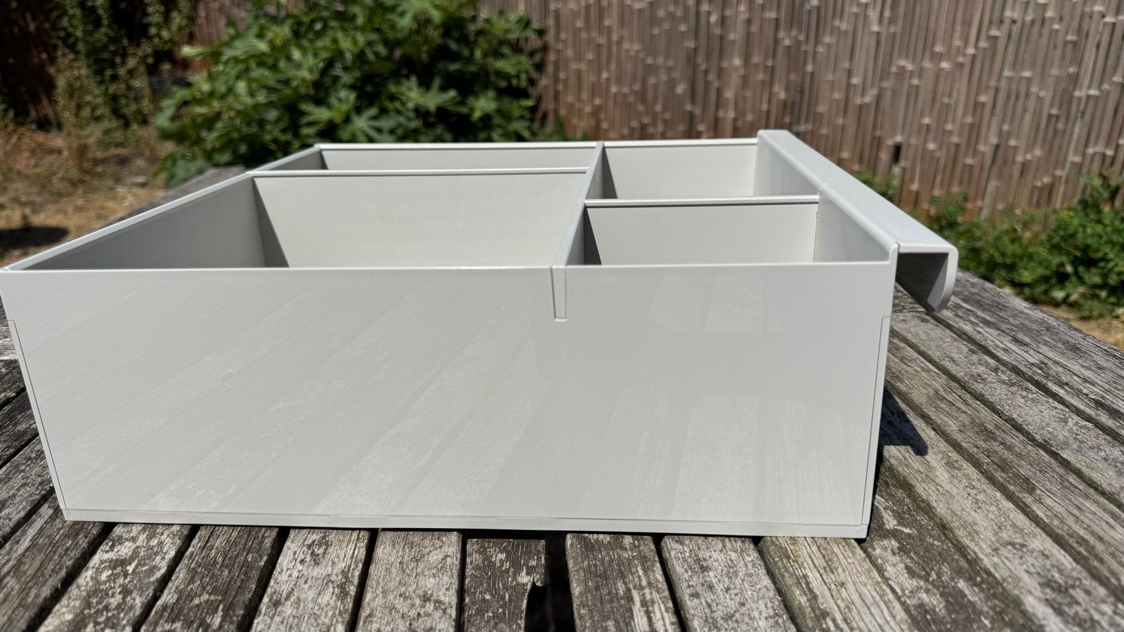 IKEA KALLAX Inzet met 4 vakken - Grijs, Huis en Inrichting, Kasten | Overige, Ophalen, Zo goed als nieuw