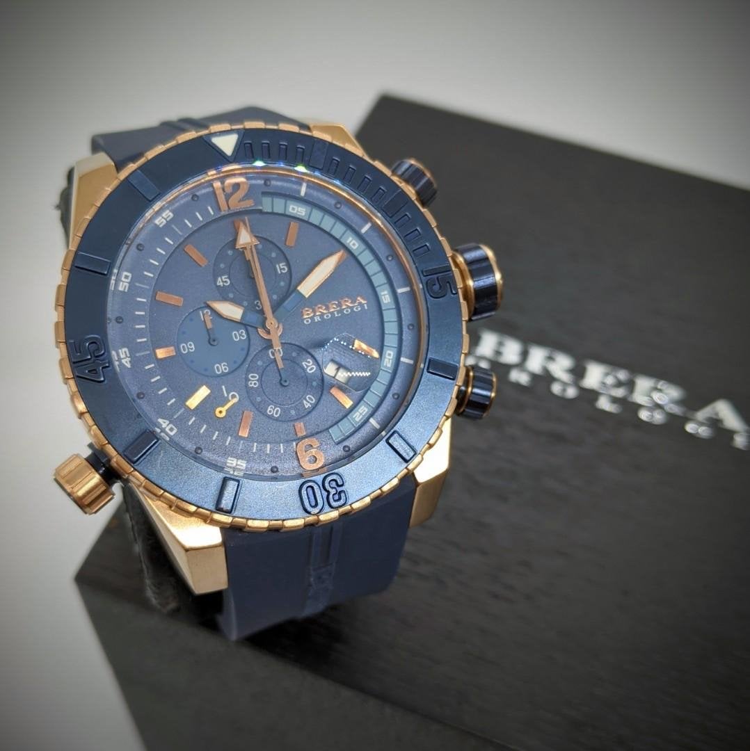 Brera Orologi Sottomarino diver watch (Rose Gold/Navy Blue), Sieraden, Tassen en Uiterlijk, Horloges | Heren, Overige merken, Overige materialen