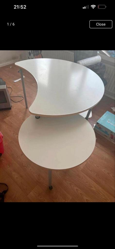 Rond, half met wielen, bureau, Ophalen, Met wielen, Gebruikt