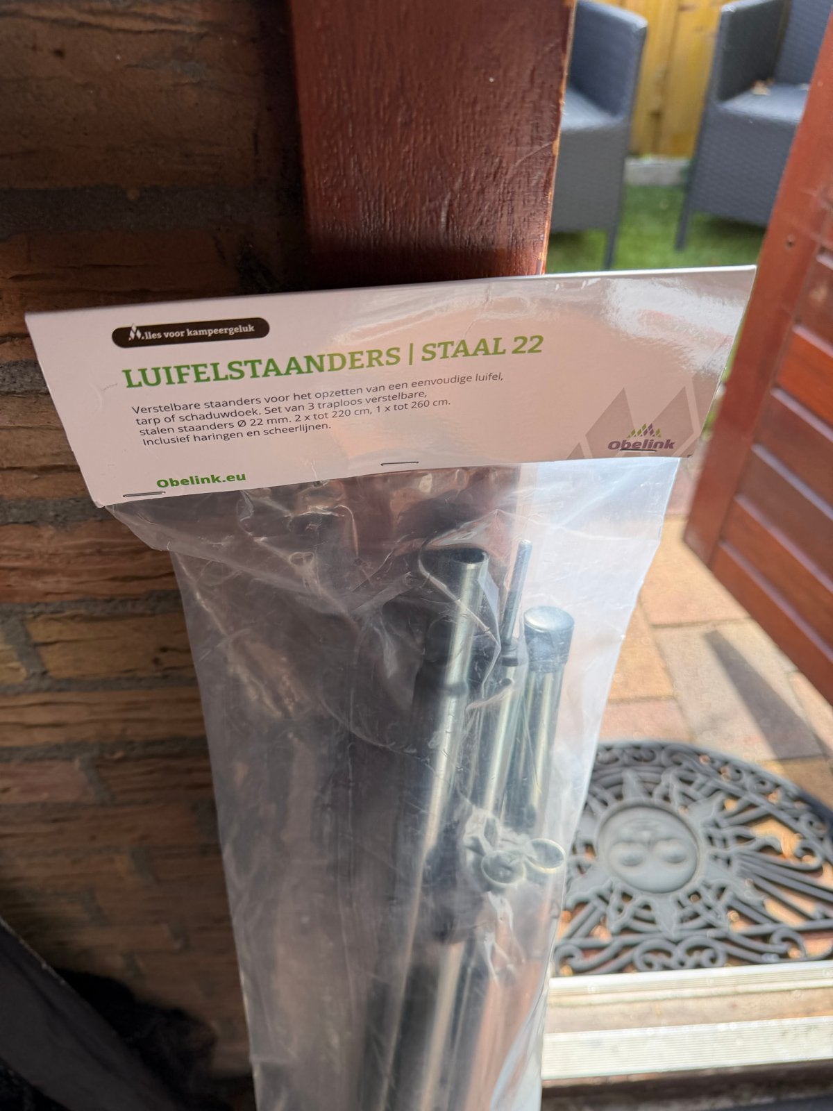 Luifelstaanders Staal 22mm - Obelink ( 2X), Caravans en Kamperen, Ophalen, Nieuw